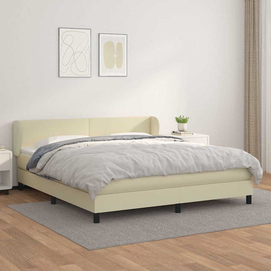 Giroletto a Molle con Materasso Crema 160x200 cm in Similpelle