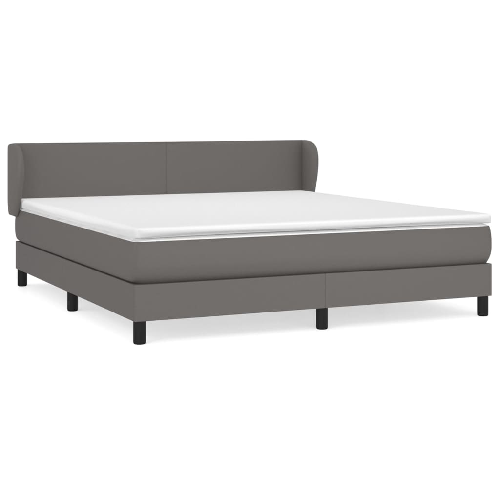 Giroletto a Molle con Materasso Grigio 160x200 cm in Similpelle | homemem39