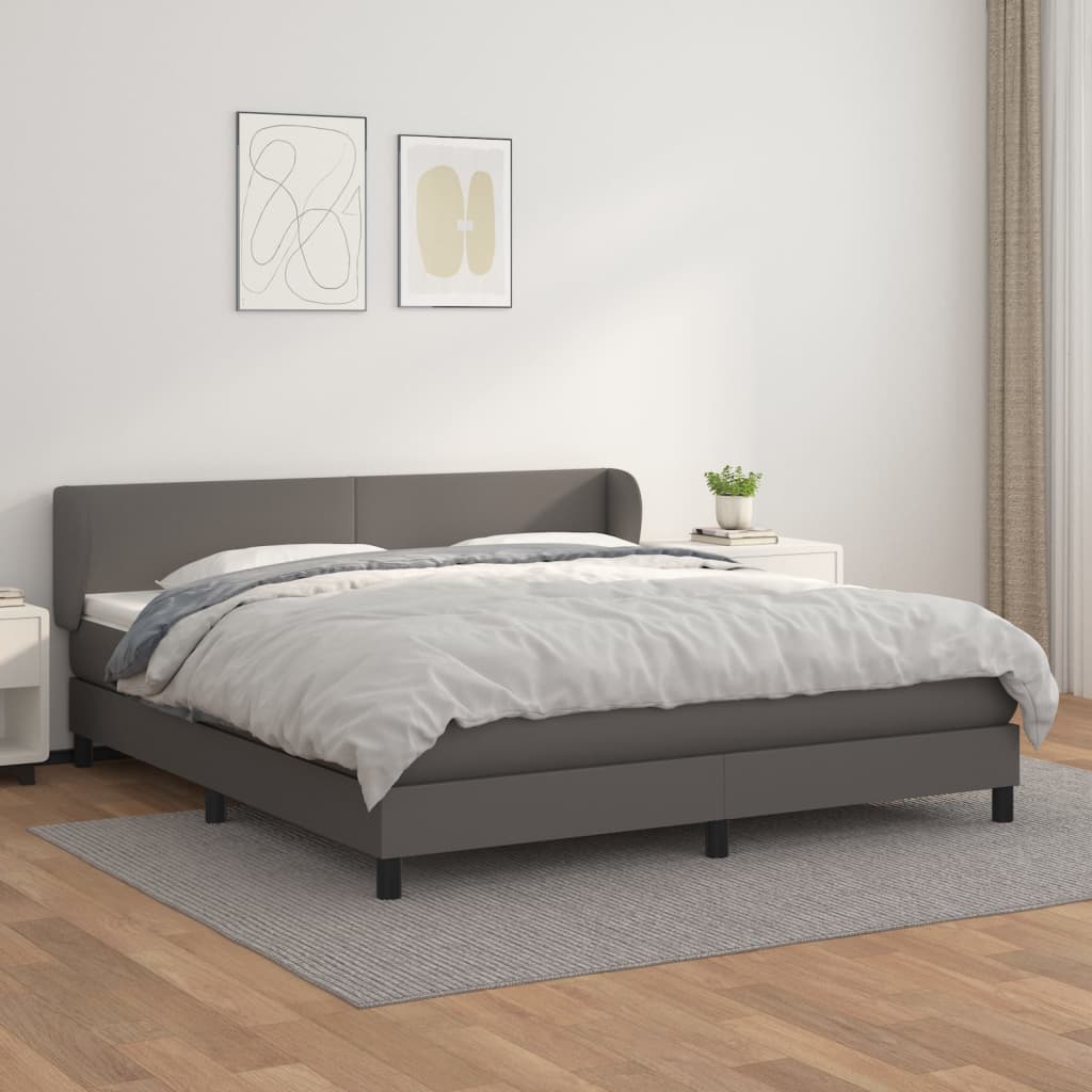 Giroletto a Molle con Materasso Grigio 160x200 cm in Similpelle | homemem39