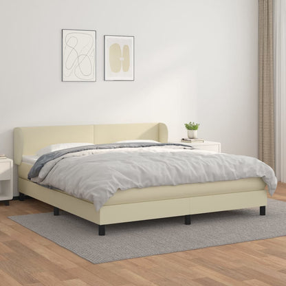 Giroletto a Molle con Materasso Crema 180x200 cm in Similpelle | homemem39