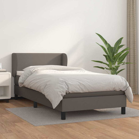 Giroletto a Molle con Materasso Grgio 80x200 cm in Similpelle | homemem39