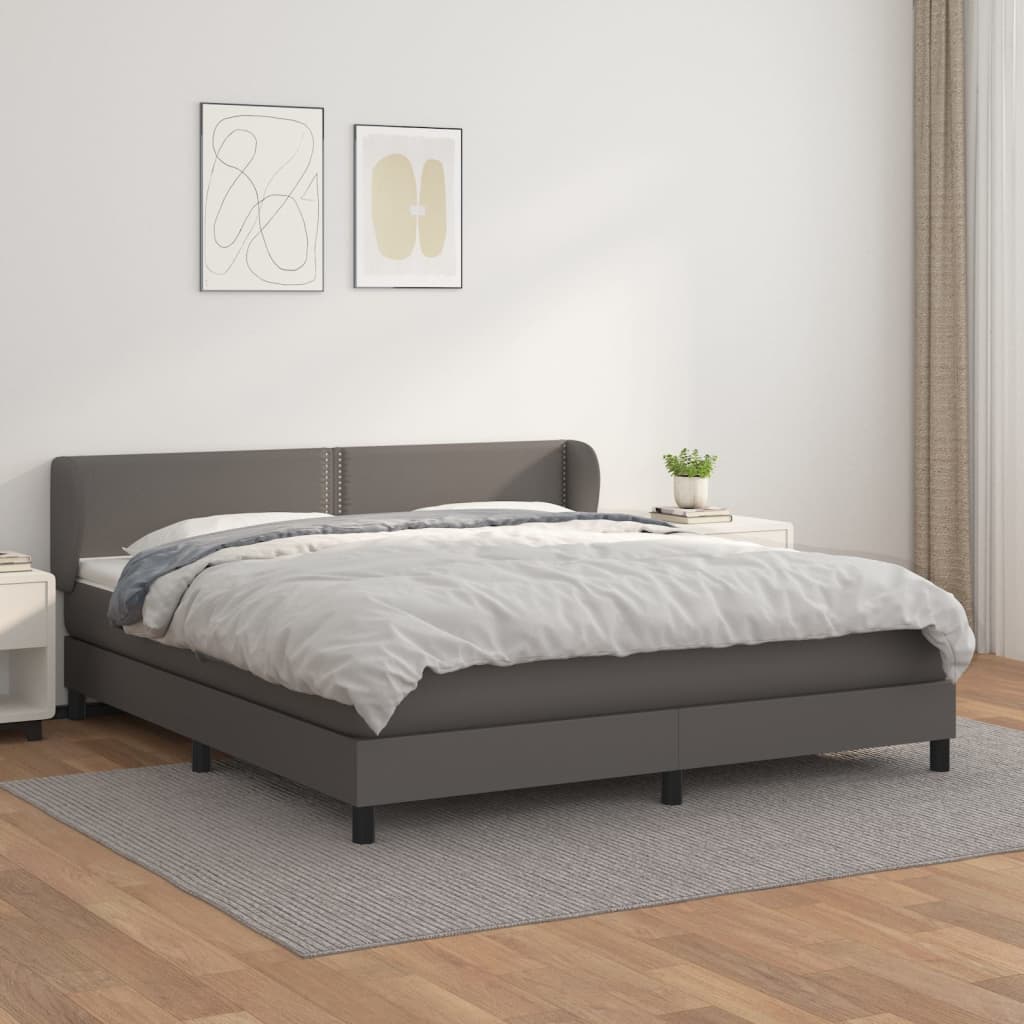 Giroletto a Molle con Materasso Grgio 180x200 cm in Similpelle | homemem39