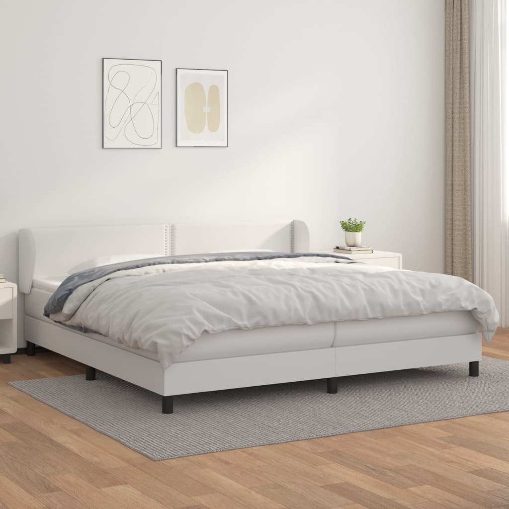 Giroletto a Molle con Materasso Bianco 200x200cm in Similpelle | homemem39