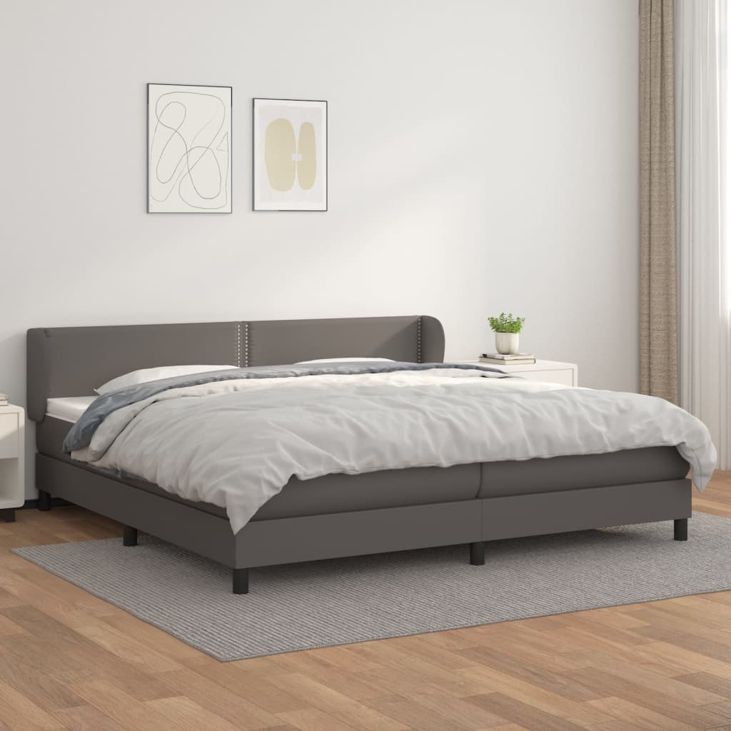 Giroletto a Molle con Materasso Grgio 200x200 cm in Similpelle | homemem39