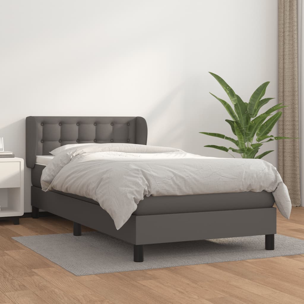 Giroletto a Molle con Materasso Grgio 80x200 cm in Similpelle | homemem39