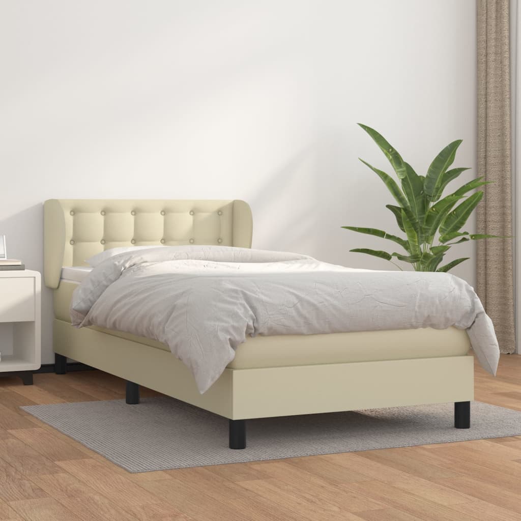 Giroletto a Molle con Materasso Crema 90x190 cm in Similpelle | homemem39