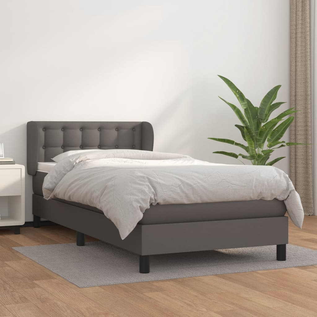 Giroletto a Molle con Materasso Grigio 90x190 cm in Similpelle | homemem39