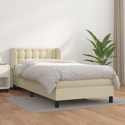 Giroletto a Molle con Materasso Crema 90x200 cm in Similpelle | homemem39