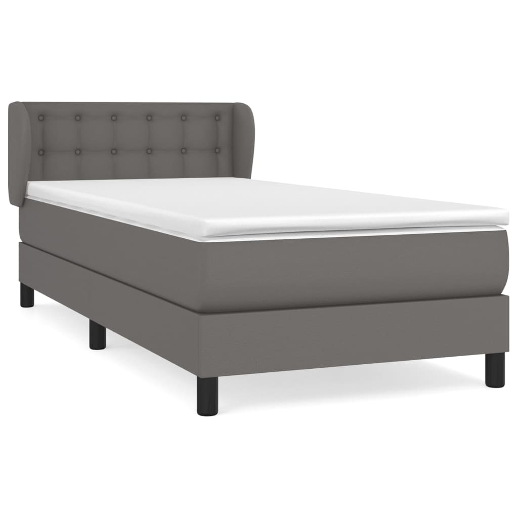 Giroletto a Molle con Materasso Grgio 90x200 cm in Similpelle