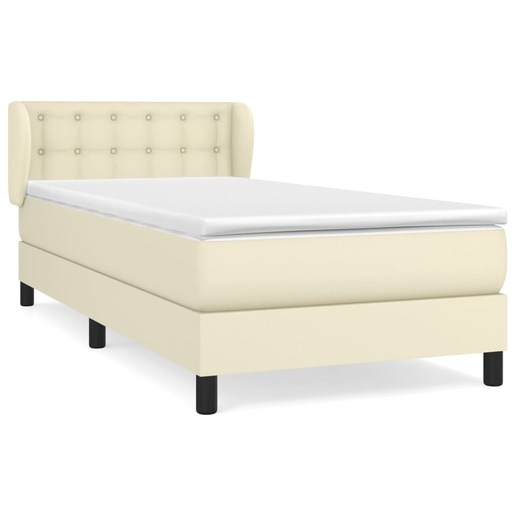 Giroletto a Molle con Materasso Crema 100x200 cm in Similpelle | homemem39