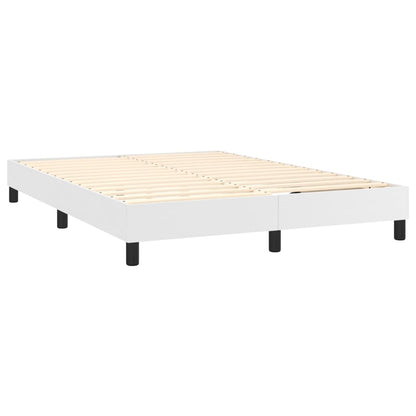 Spring bed frame with white mattress 140x190 cm in imitation leather