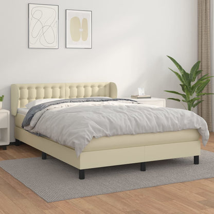 Giroletto a Molle con Materasso Crema 140x200 cm in Similpelle | homemem39