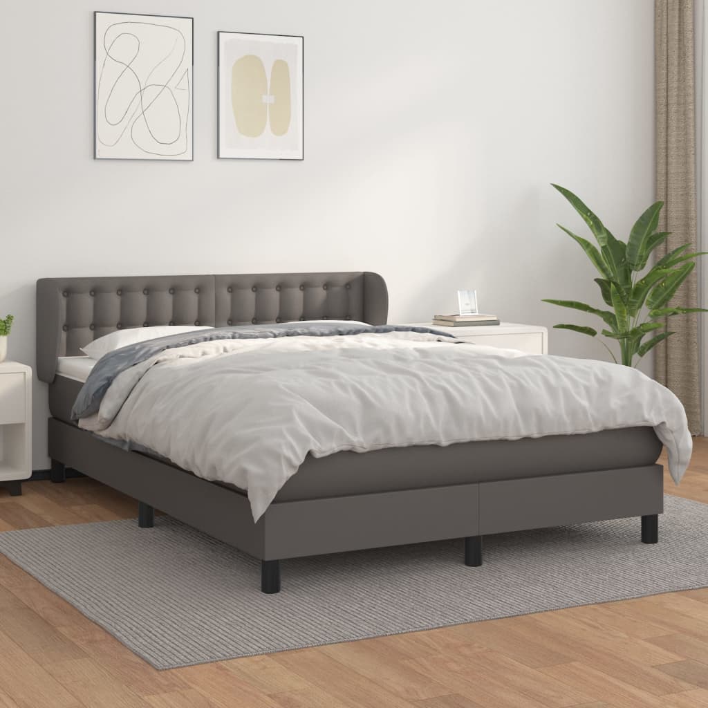 Giroletto a Molle con Materasso Grigio 140x200 cm in Similpelle | homemem39