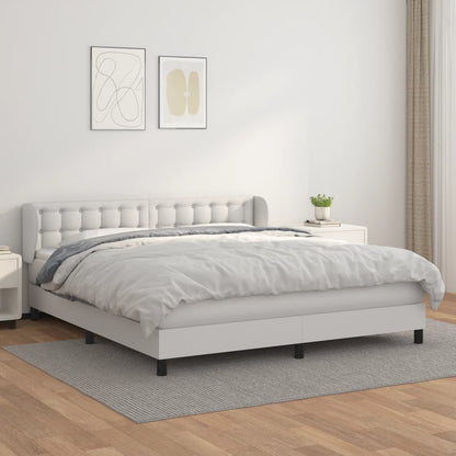 Giroletto a Molle con Materasso Bianco 160x200 cm in Similpelle