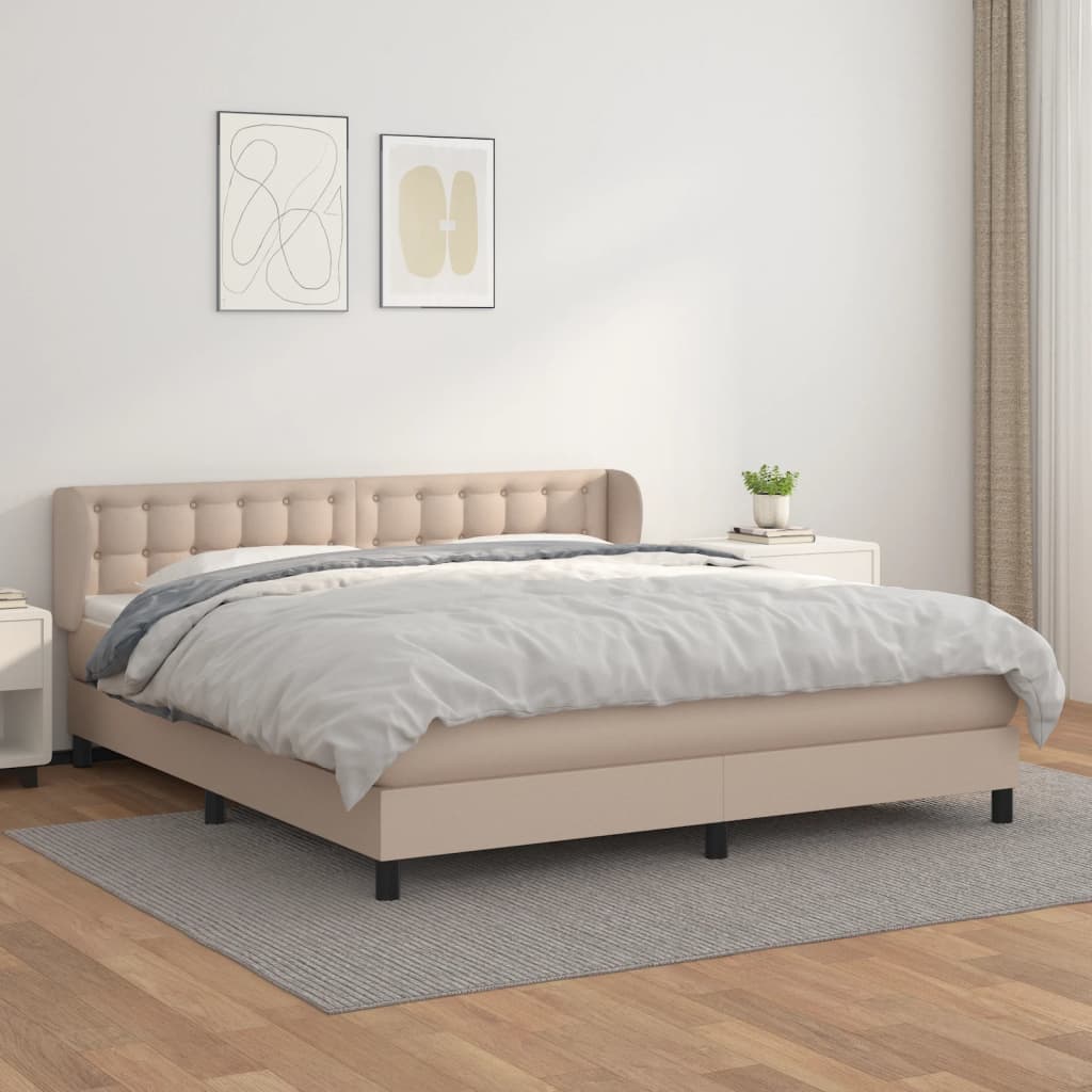 Giroletto a Molle con Materasso Cappuccino 160x200cm Similpelle