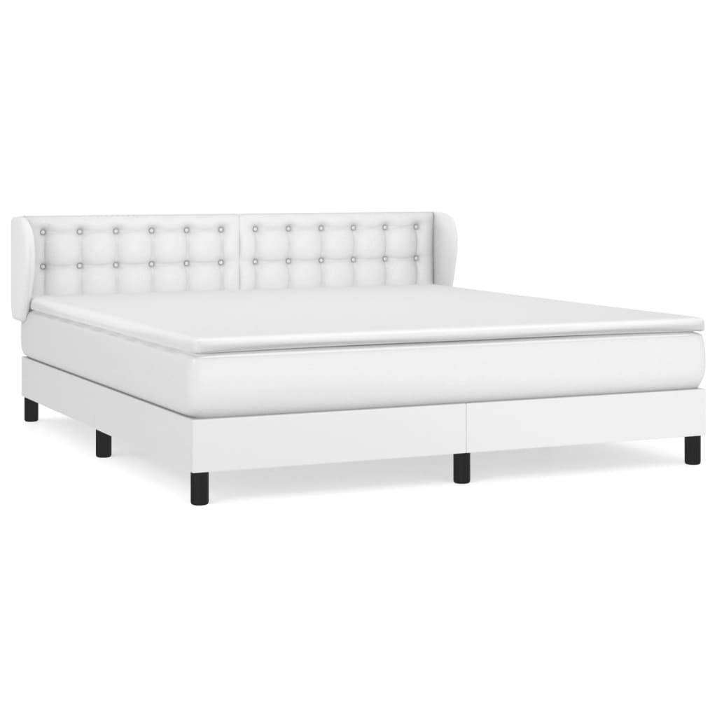 Spring bed frame with white mattress 180x200 cm in imitation leather