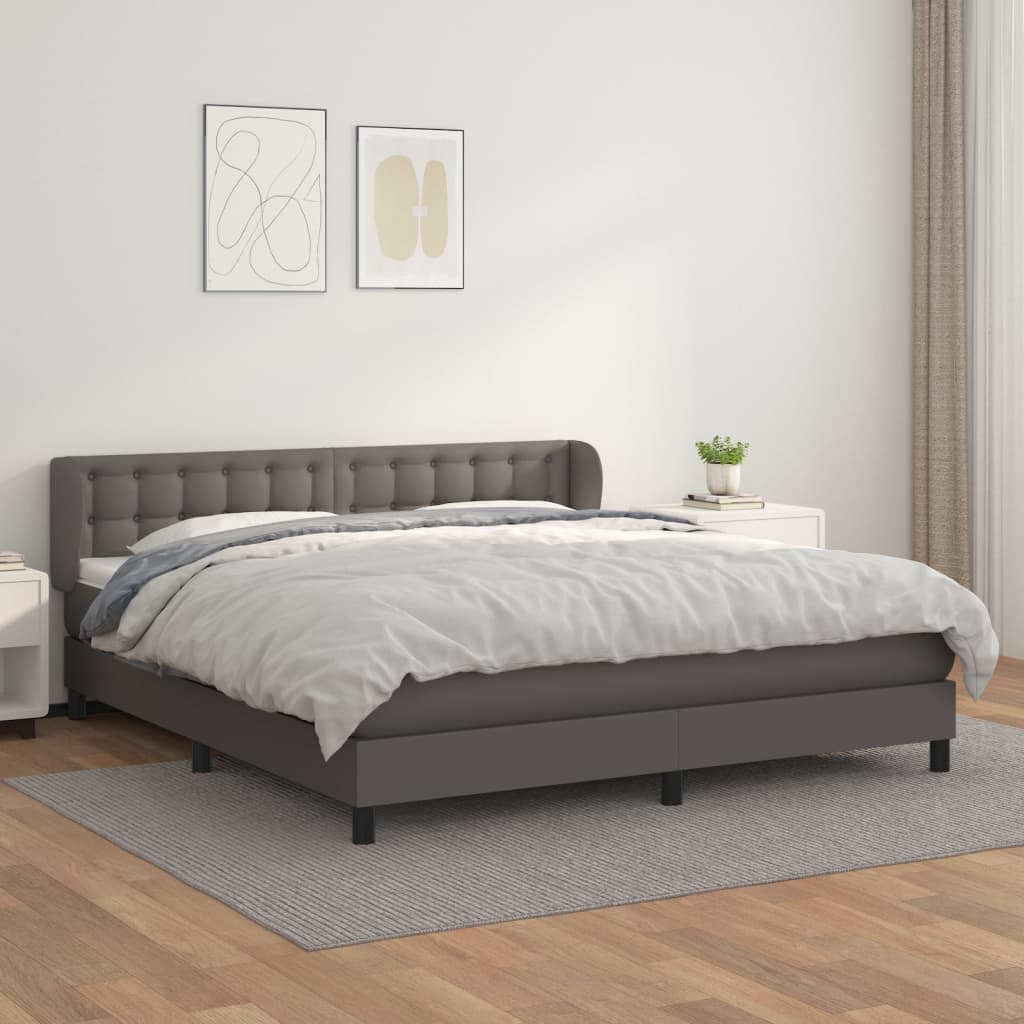Giroletto a Molle con Materasso Grgio 180x200 cm in Similpelle | homemem39