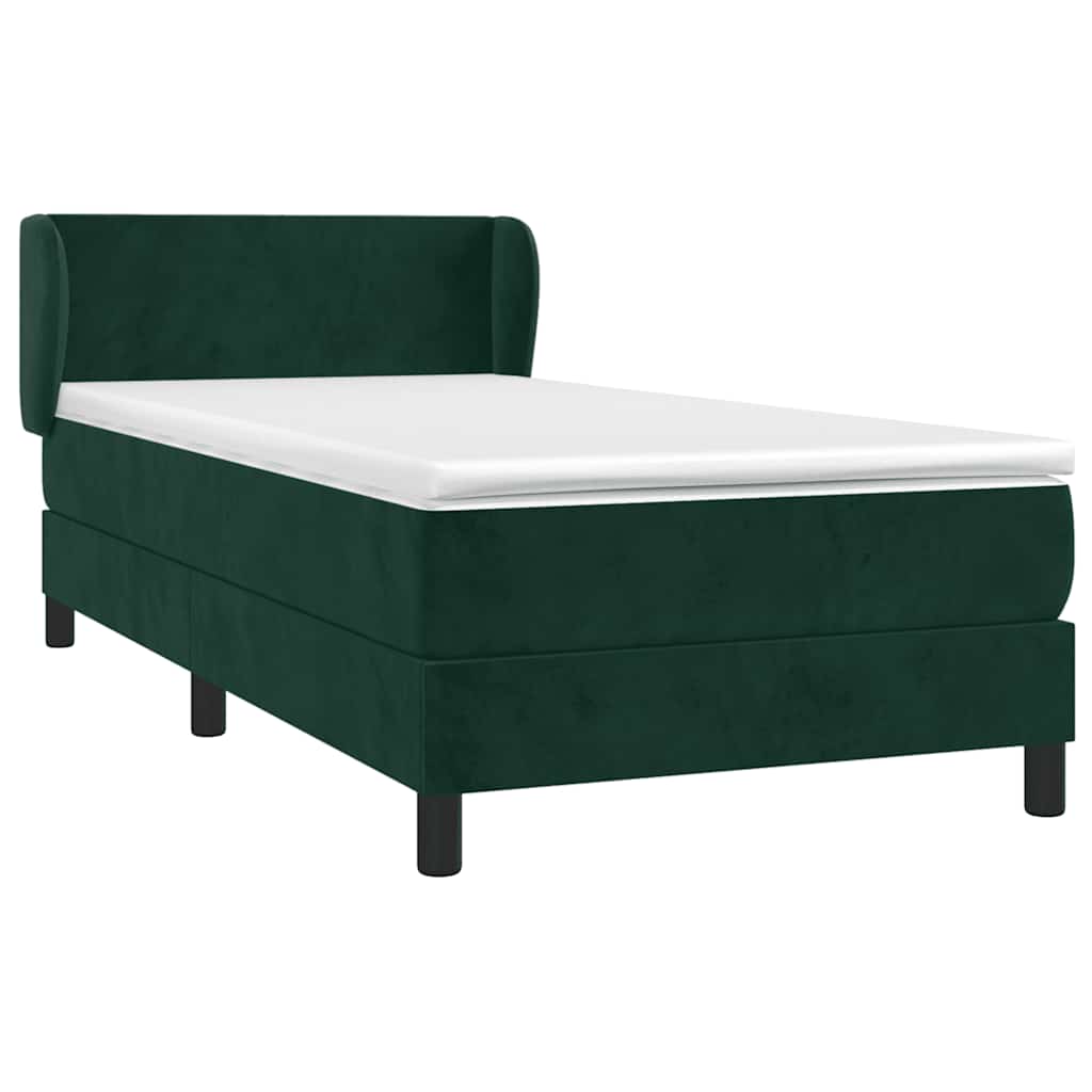 Giroletto a Molle con Materasso Verde Scuro 80x200 cm Velluto | homemem39