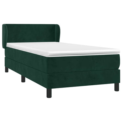 Giroletto a Molle con Materasso Verde Scuro 80x200 cm Velluto