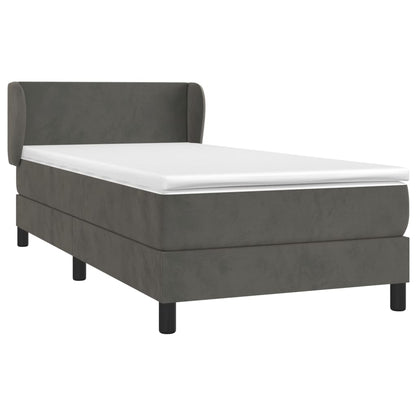 Giroletto a Molle con Materasso Grigio Scuro 90x190 cm Velluto | homemem39