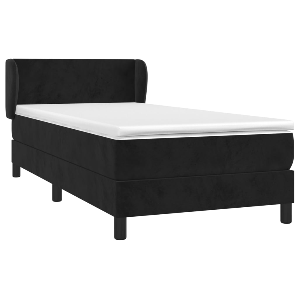 Giroletto a Molle con Materasso Nero 90x190 cm in Velluto