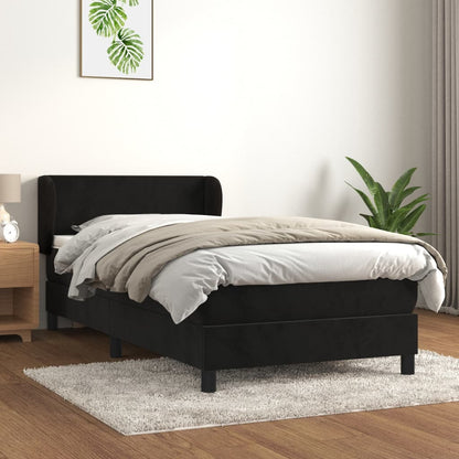 Giroletto a Molle con Materasso Nero 90x190 cm in Velluto | homemem39