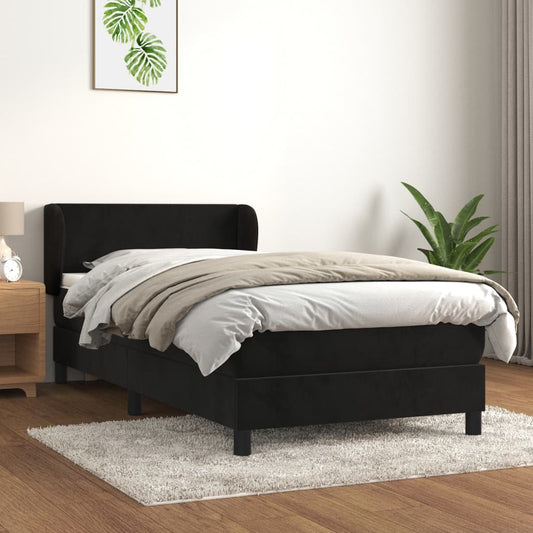 Giroletto a Molle con Materasso Nero 90x190 cm in Velluto | homemem39