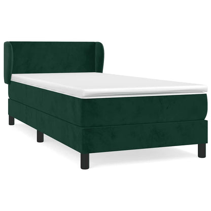 Giroletto a Molle con Materasso Verde Scuro 90x190 cm Velluto