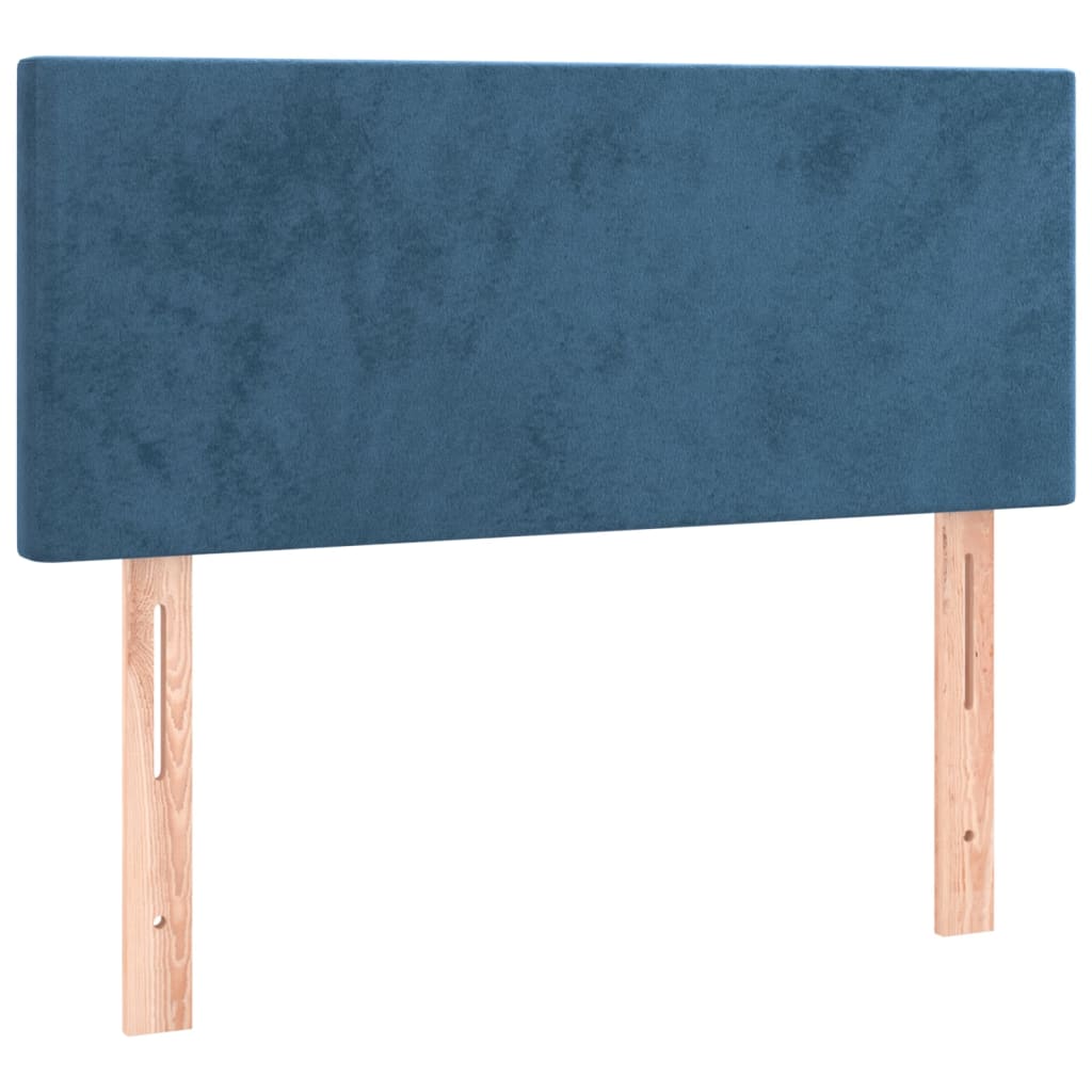 Spring bed frame with dark blue mattress 90x200 cm in velvet