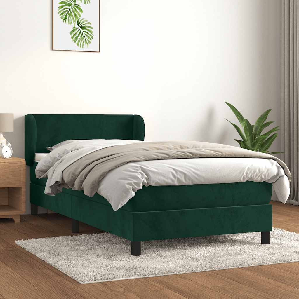 Giroletto a Molle con Materasso Verde Scuro 100x200 cm Velluto | homemem39