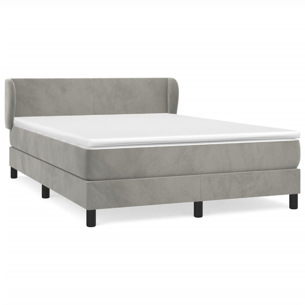 Giroletto a Molle con Materasso Grigio Chiaro 140x190cm Velluto