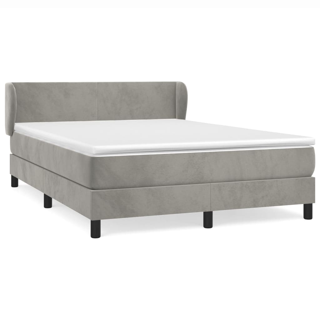 Giroletto a Molle con Materasso Grigio Chiaro 140x200cm Velluto | homemem39