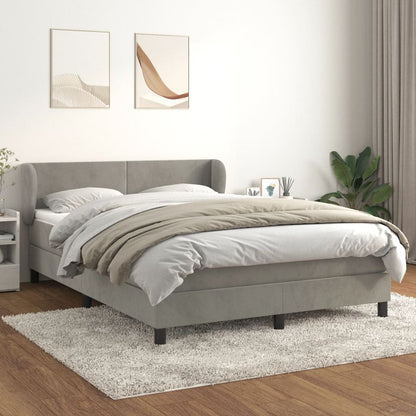 Giroletto a Molle con Materasso Grigio Chiaro 140x200cm Velluto | homemem39