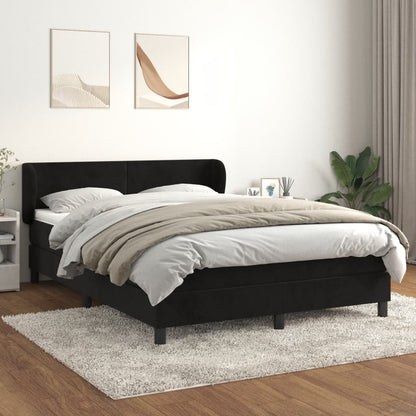 Giroletto a Molle con Materasso Nero 140x200 cm in Velluto | homemem39