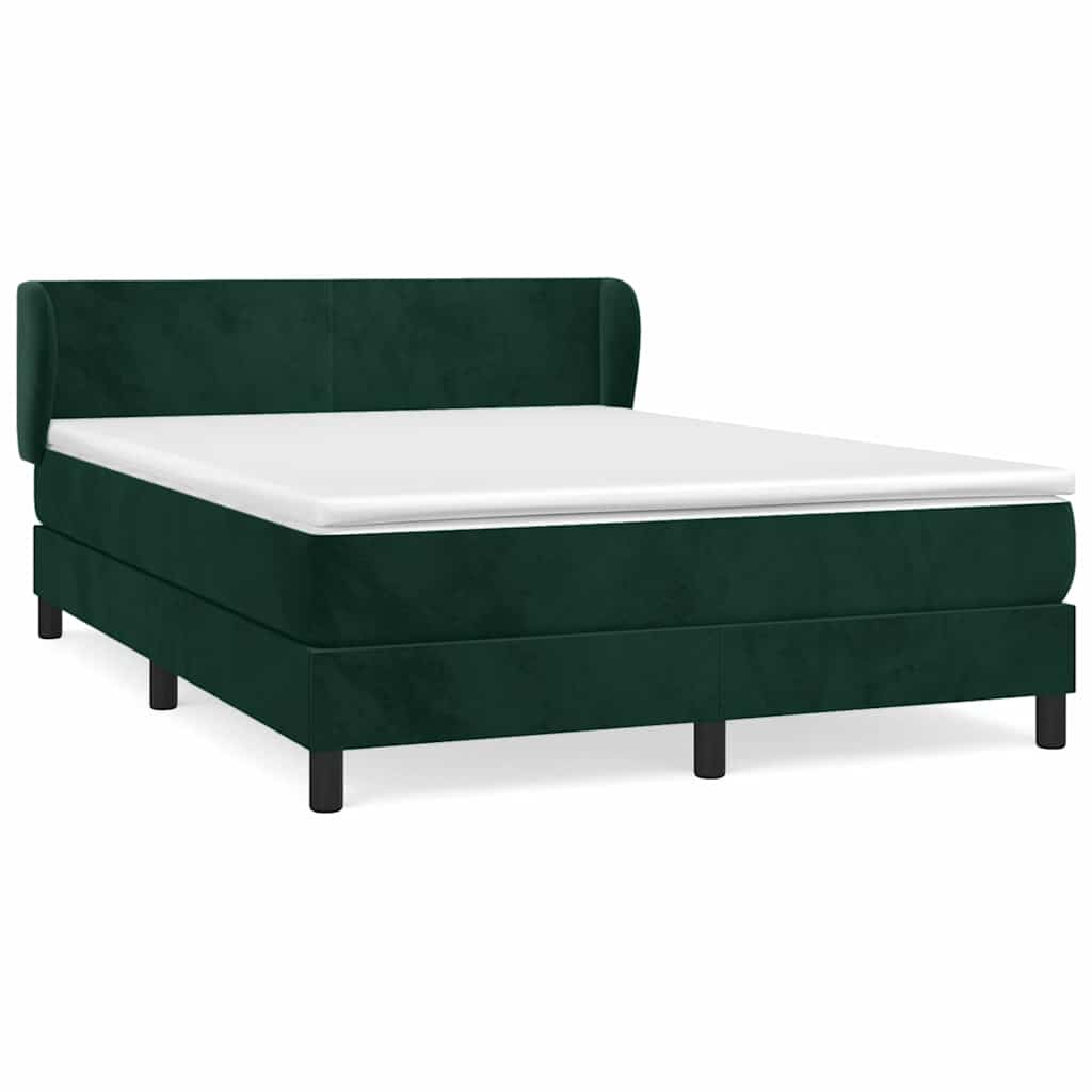 Giroletto a Molle con Materasso Verde Scuro 140x200 cm Velluto | homemem39
