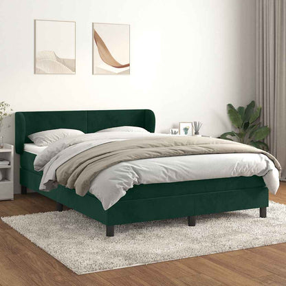 Giroletto a Molle con Materasso Verde Scuro 140x200 cm Velluto