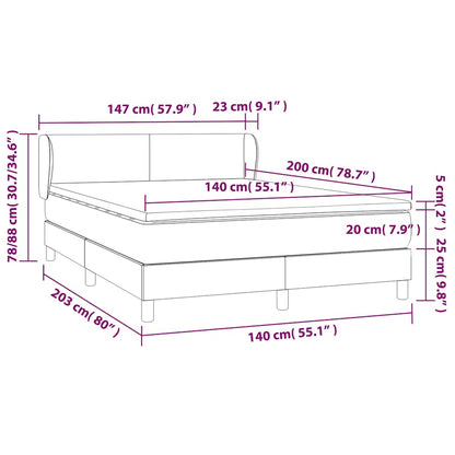 Giroletto a Molle con Materasso Blu Scuro 140x200 cm in Velluto | homemem39