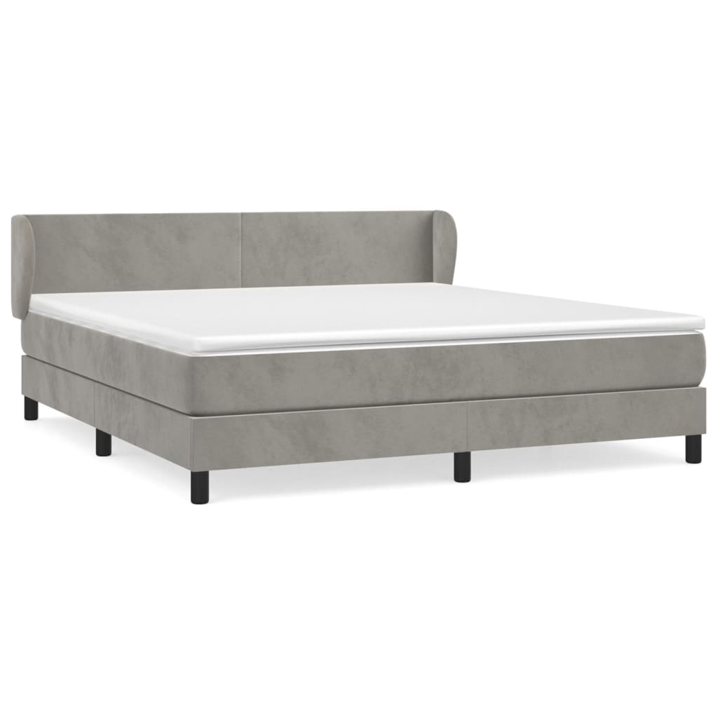 Giroletto a Molle con Materasso Grigio Chiaro 160x200cm Velluto | homemem39