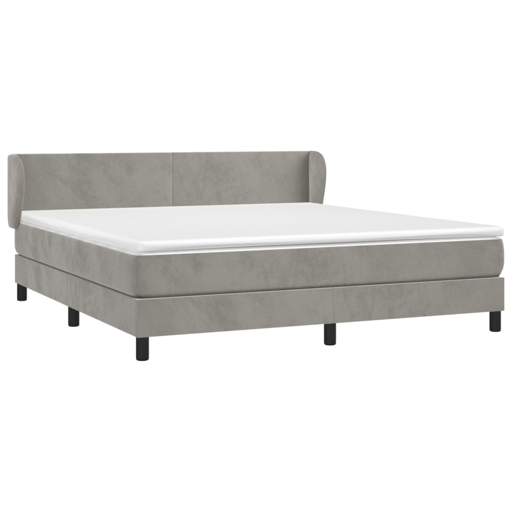 Giroletto a Molle con Materasso Grigio Chiaro 160x200cm Velluto | homemem39