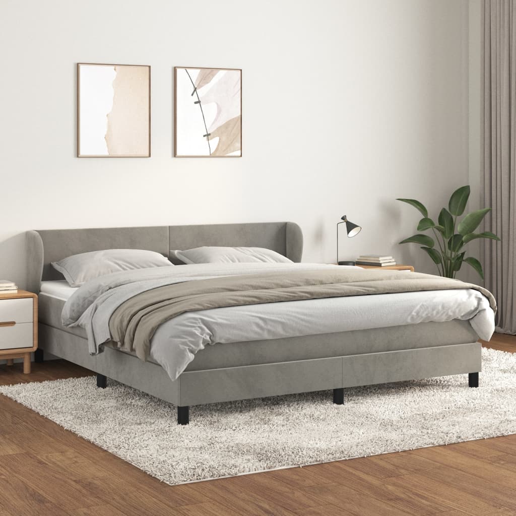 Giroletto a Molle con Materasso Grigio Chiaro 160x200cm Velluto | homemem39