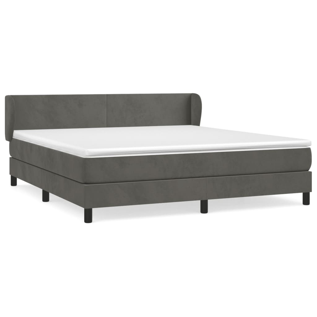 Giroletto a Molle con Materasso Grigio Scuro 160x200 cm Velluto | homemem39