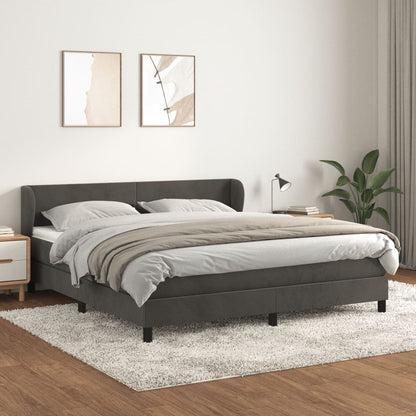 Giroletto a Molle con Materasso Grigio Scuro 160x200 cm Velluto | homemem39