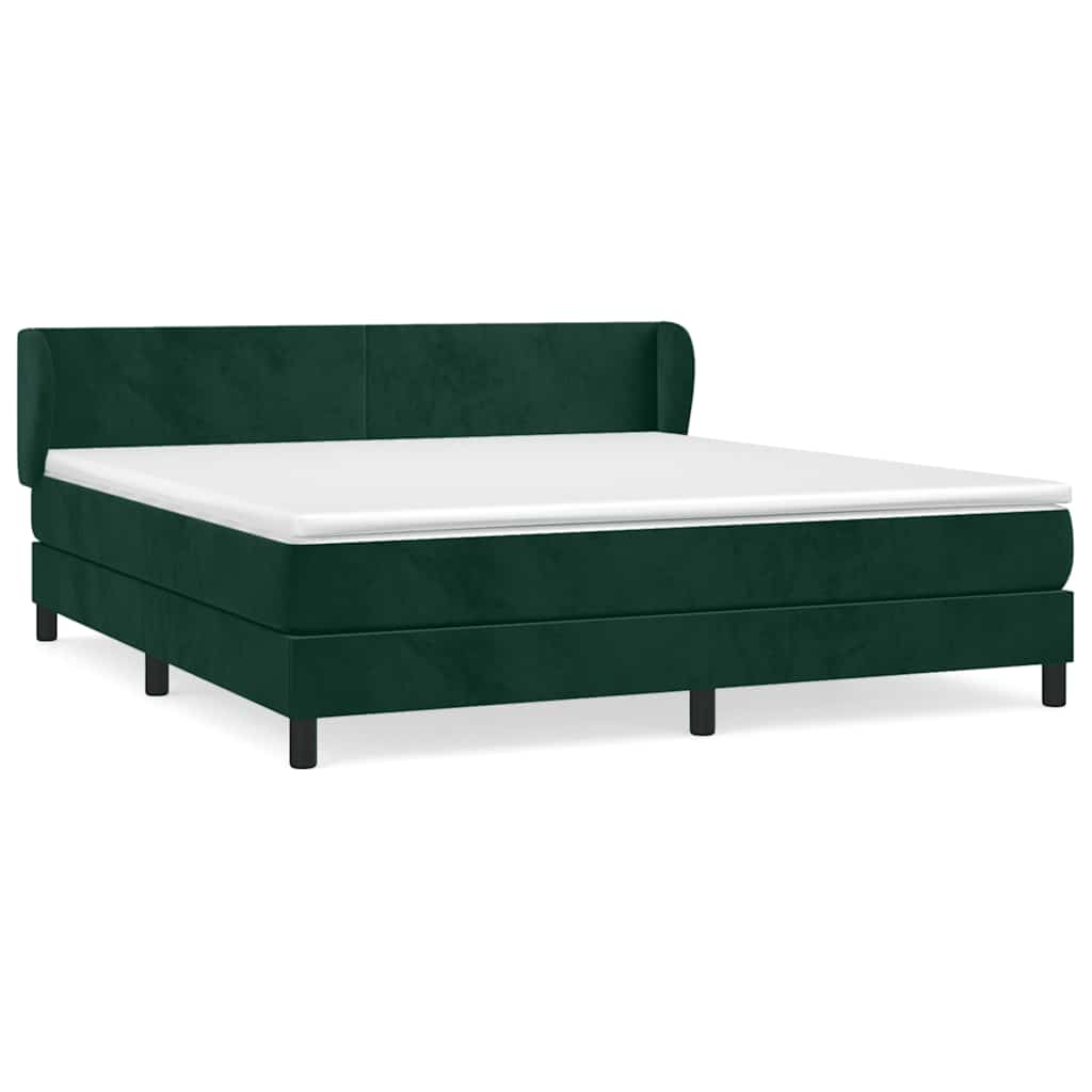 Giroletto a Molle con Materasso Verde Scuro 160x200 cm Velluto | homemem39