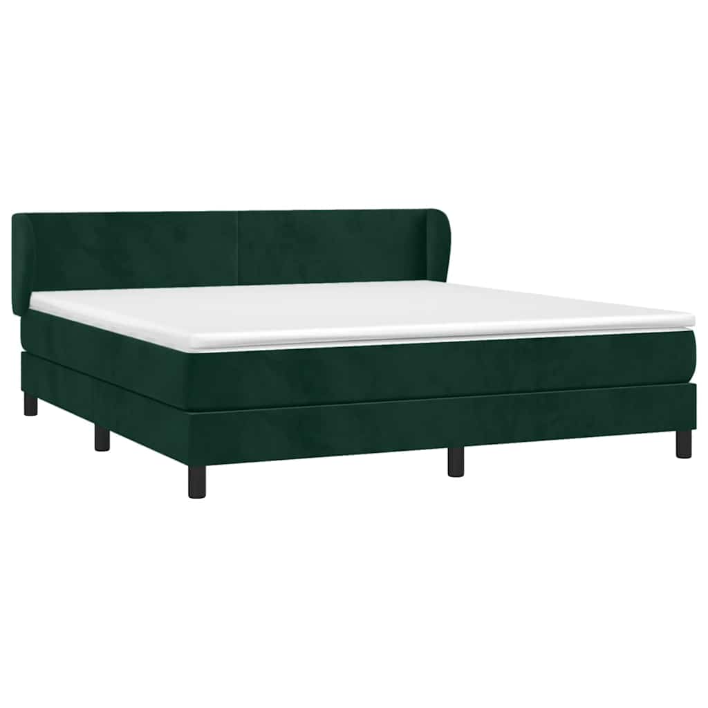 Giroletto a Molle con Materasso Verde Scuro 160x200 cm Velluto | homemem39