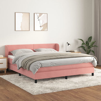 Giroletto a Molle con Materasso Rosa 160x200 cm in Velluto | homemem39