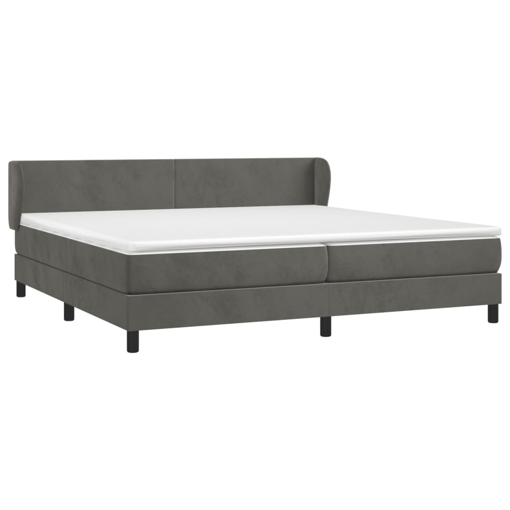 Giroletto a Molle con Materasso Grigio Scuro 200x200 cm Velluto | homemem39