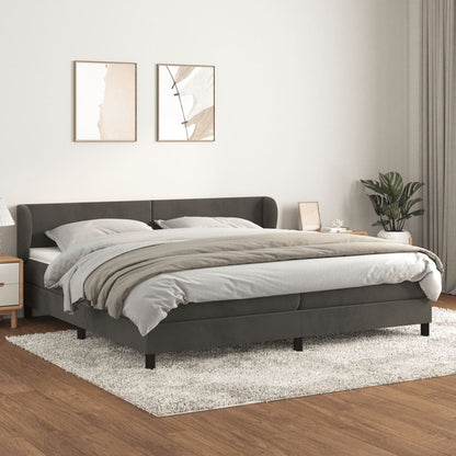 Giroletto a Molle con Materasso Grigio Scuro 200x200 cm Velluto | homemem39