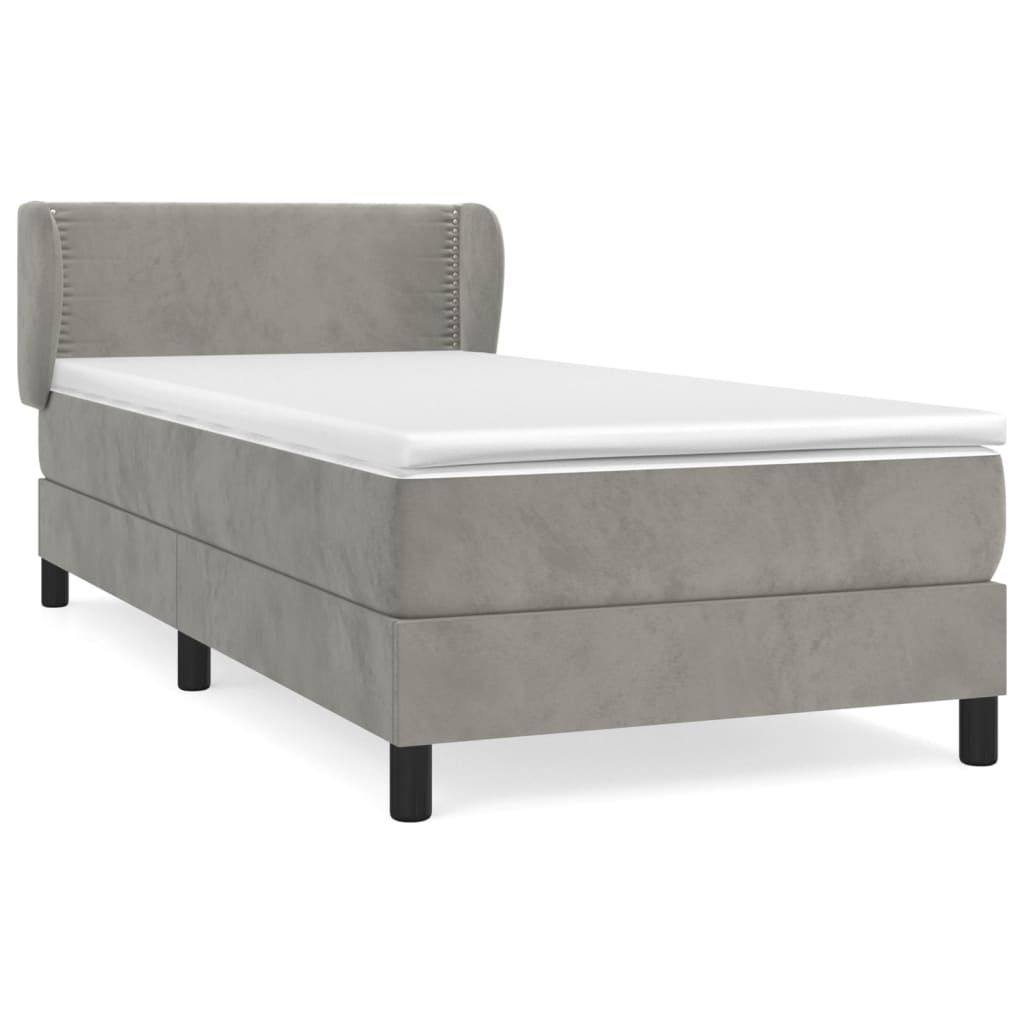 Giroletto a Molle con Materasso Grigio Chiaro 80x200 cm Velluto | homemem39