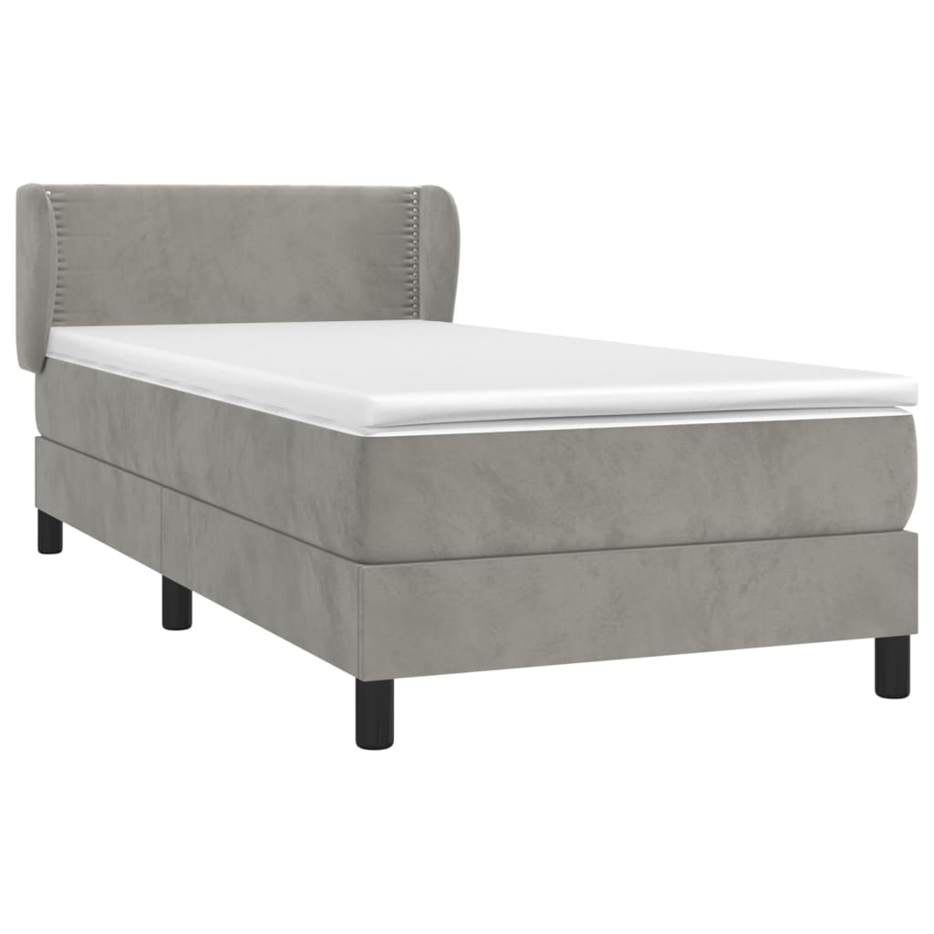 Giroletto a Molle con Materasso Grigio Chiaro 80x200 cm Velluto | homemem39