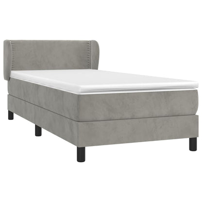 Giroletto a Molle con Materasso Grigio Chiaro 80x200 cm Velluto | homemem39